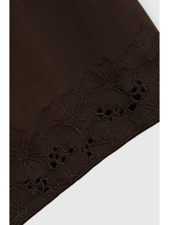 Moodo Braunes Damen-Top mit Madeira-Saum