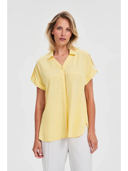Moodo Buttergelbе Kurzarm-Bluse