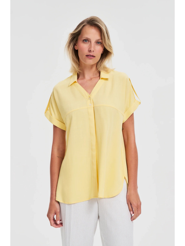 Moodo Buttergelbе Kurzarm-Bluse