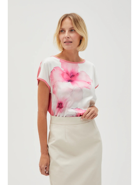 Moodo Weiße Damenbluse mit Blumen