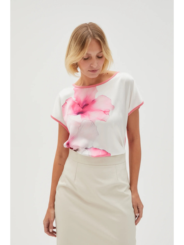 Moodo Weiße Damenbluse mit Blumen