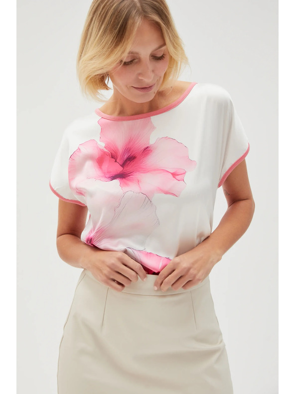 Moodo Weiße Damenbluse mit Blumen