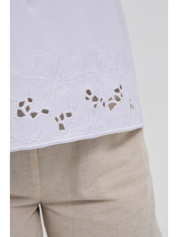 Moodo Weißes Top mit Madeira-Saum