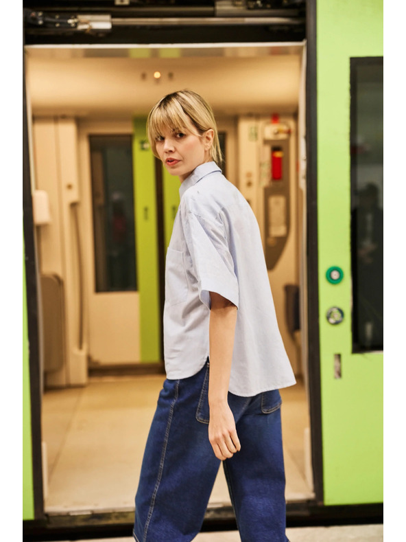 Moodo Hellblaues Damenhemd