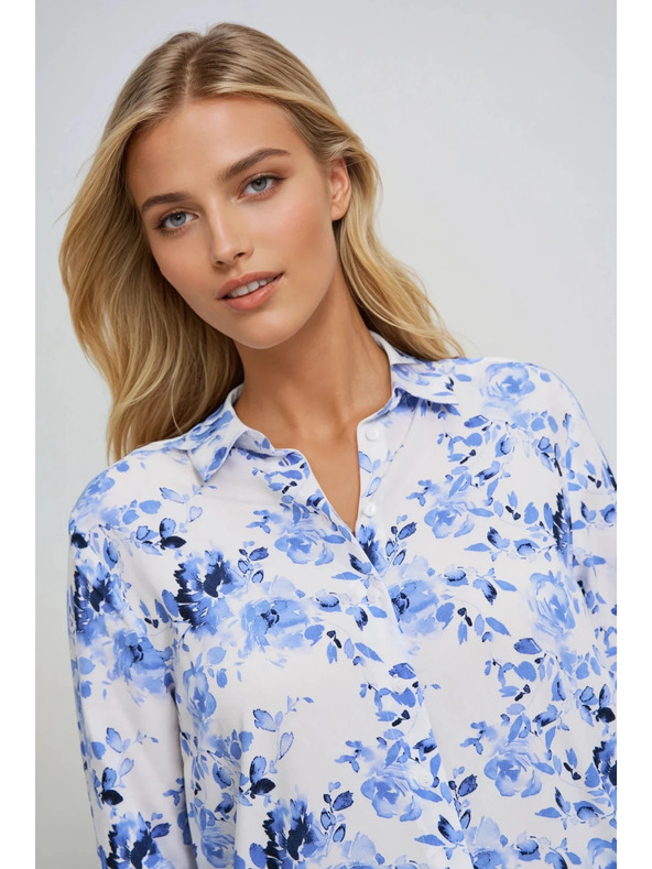 Moodo Hellblaues Blumenhemd Moodo