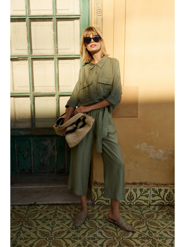 Moodo Khaki lockeres Kurzarmhemd