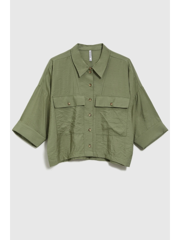 Moodo Khaki lockeres Kurzarmhemd