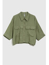 Moodo Khaki lockeres Kurzarmhemd