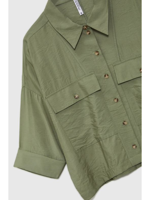 Moodo Khaki lockeres Kurzarmhemd