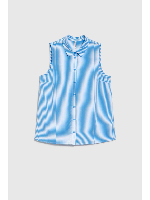 Moodo Blau-weiß gestreiftes ärmelloses Hemd
