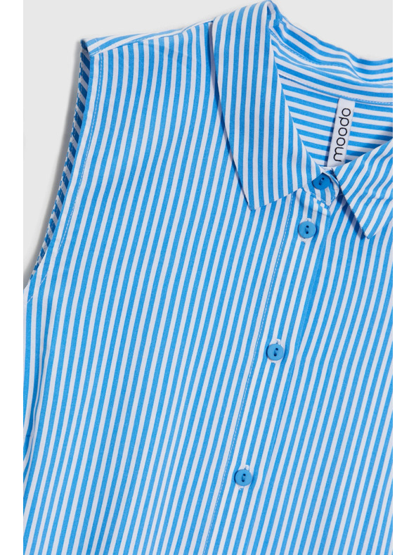 Moodo Blau-weiß gestreiftes ärmelloses Hemd