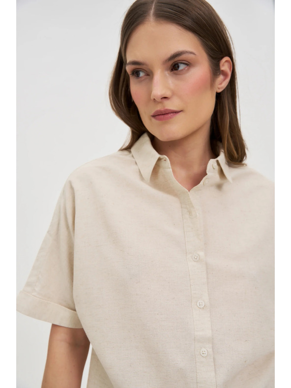 Moodo Beiges Leinenhemd