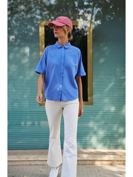 Moodo Blaues Damenhemd