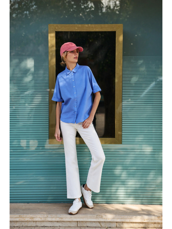 Moodo Blaues Damenhemd