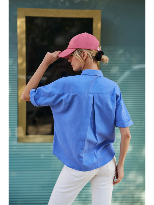 Moodo Blaues Damenhemd