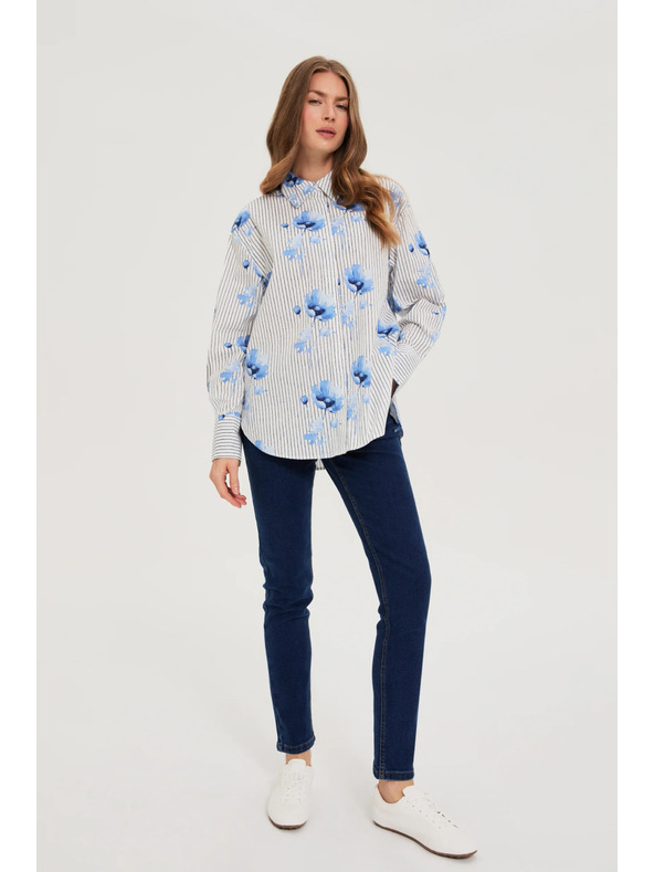 Moodo Damenhemd Moodo – weiß/blau