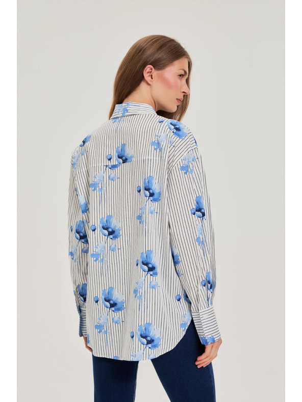 Moodo Damenhemd Moodo – weiß/blau