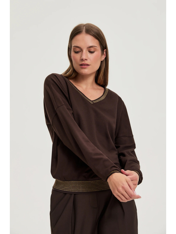 Moodo Braune Sweatshirt mit goldenen Details Moodo