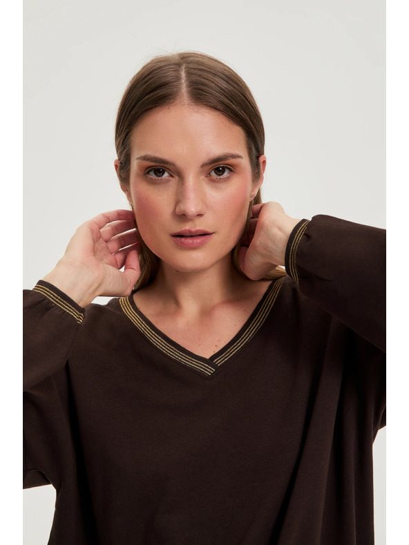 Moodo Braune Sweatshirt mit goldenen Details Moodo