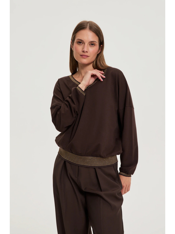 Moodo Braune Sweatshirt mit goldenen Details Moodo