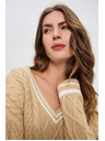 Moodo Beiger Damen Pullover mit V-Ausschnitt Moodo