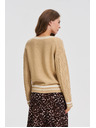 Moodo Beiger Damen Pullover mit V-Ausschnitt Moodo
