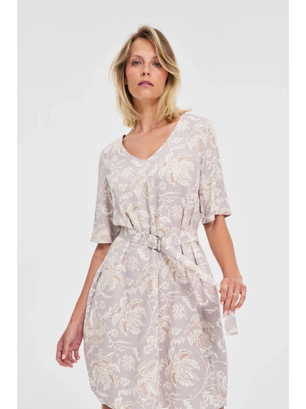 Moodo Gemustertes Damen Kleid Moodo mit Gürtel