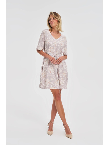 Moodo Gemustertes Damen Kleid Moodo mit Gürtel