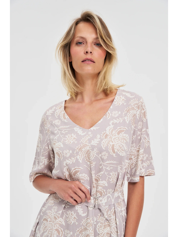 Moodo Gemustertes Damen Kleid Moodo mit Gürtel