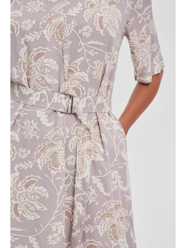 Moodo Gemustertes Damen Kleid Moodo mit Gürtel