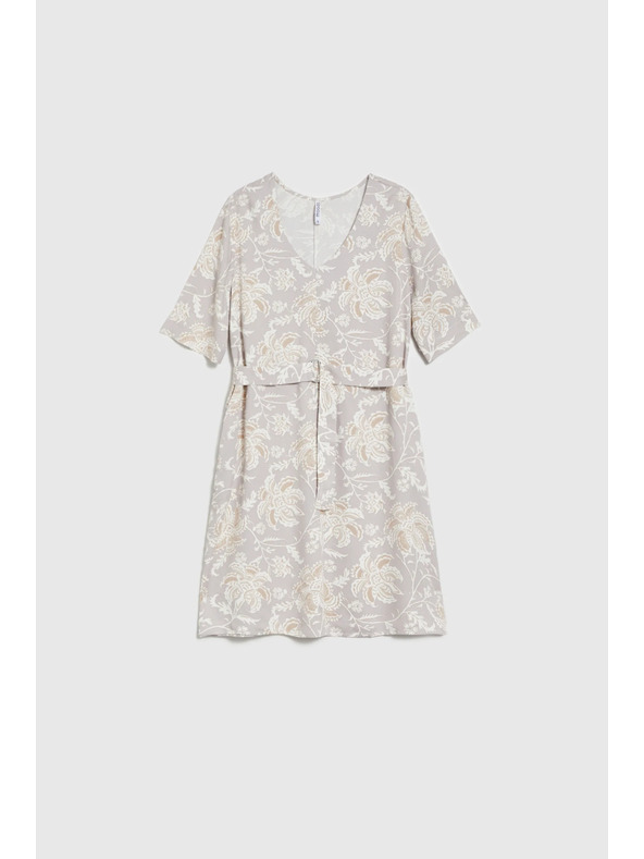 Moodo Gemustertes Damen Kleid Moodo mit Gürtel