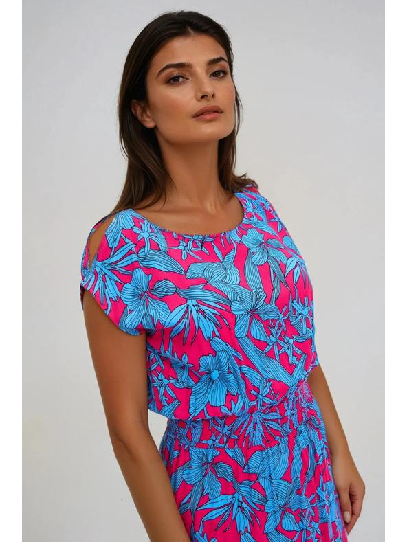 Moodo Damen Kleid Moodo rosa-blau