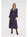 Moodo Langes blaues Kleid mit langen Ärmeln Moodo