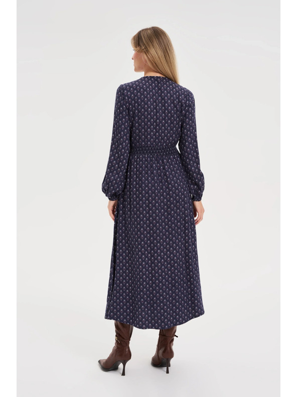 Moodo Langes blaues Kleid mit langen Ärmeln Moodo