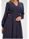 Moodo Langes blaues Kleid mit langen Ärmeln Moodo