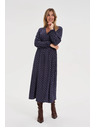Moodo Langes blaues Kleid mit langen Ärmeln Moodo