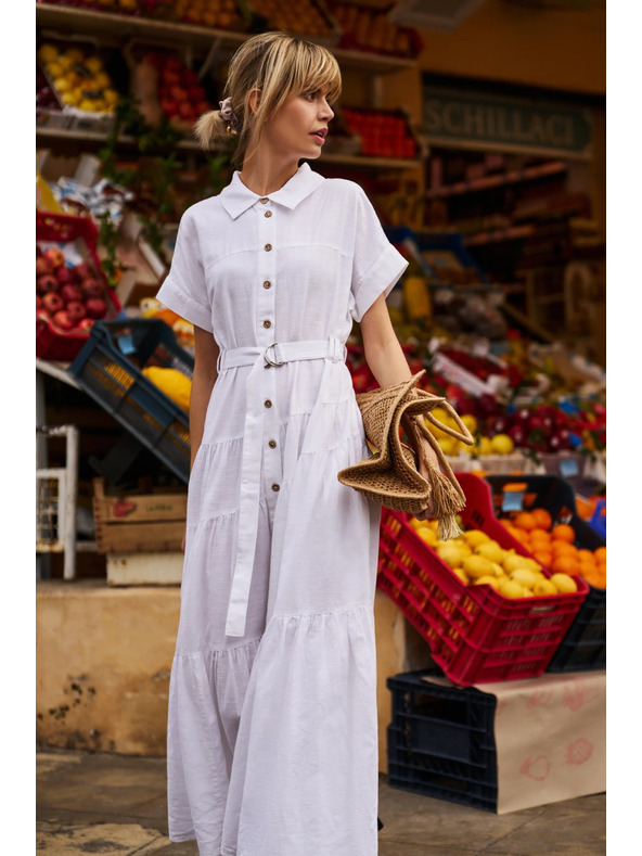 Moodo Langes Damen-Hemdkleid Moodo - weiß