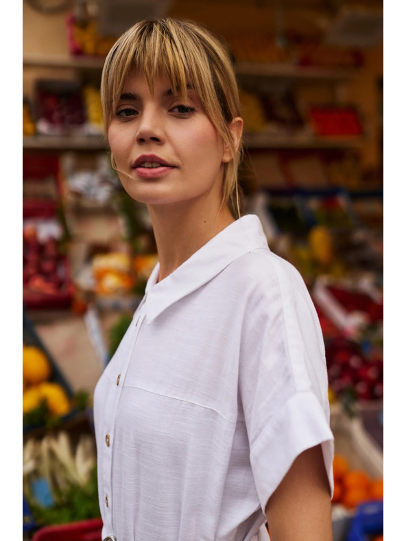 Moodo Langes Damen-Hemdkleid Moodo - weiß