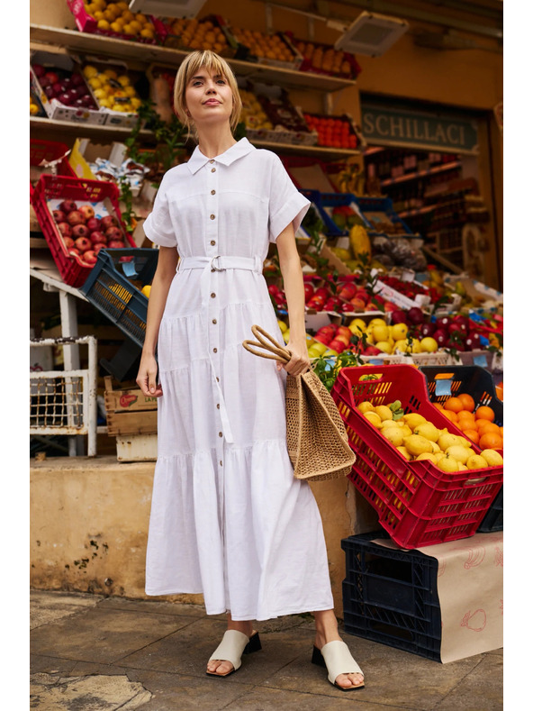 Moodo Langes Damen-Hemdkleid Moodo - weiß