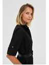 Moodo Schwarzes Damen-Hemdkleid mit Gürtel