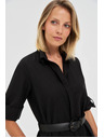 Moodo Schwarzes Damen-Hemdkleid mit Gürtel