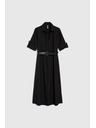 Moodo Schwarzes Damen-Hemdkleid mit Gürtel