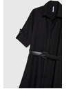 Moodo Schwarzes Damen-Hemdkleid mit Gürtel