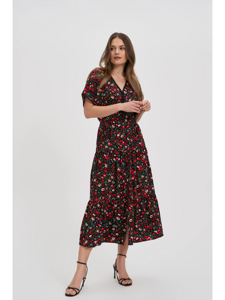 Moodo Damen Kleid Moodo rot-schwarz