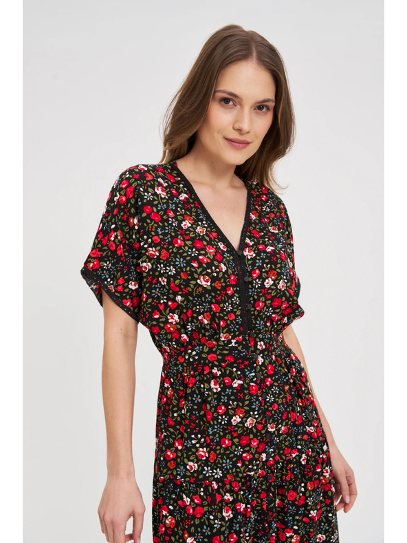 Moodo Damen Kleid Moodo rot-schwarz