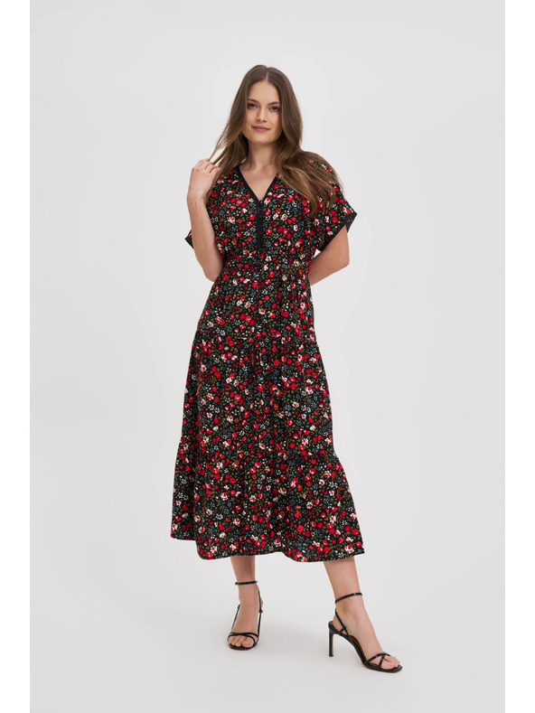 Moodo Damen Kleid Moodo rot-schwarz