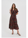 Moodo Damen Kleid Moodo rot-schwarz