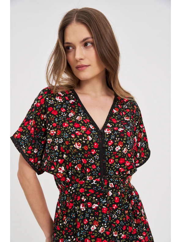 Moodo Damen Kleid Moodo rot-schwarz