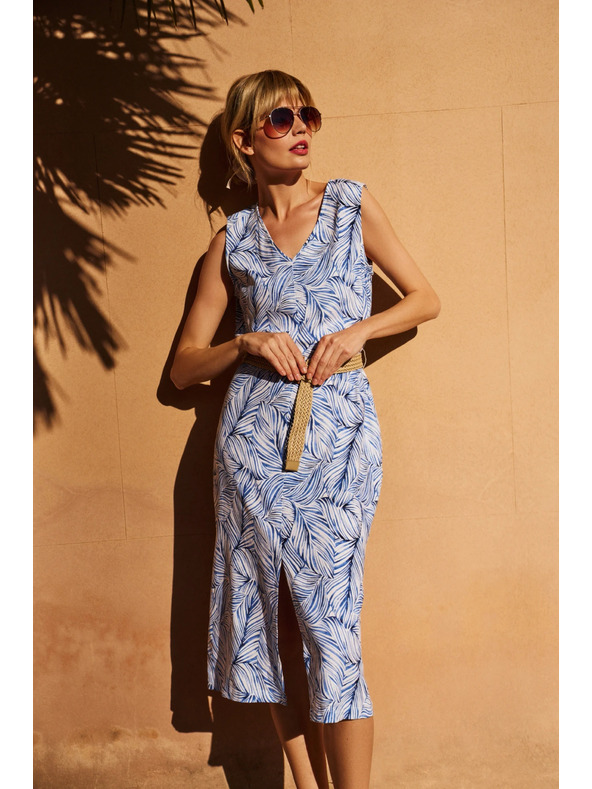 Moodo Hellblaues Kleid mit Gürtel