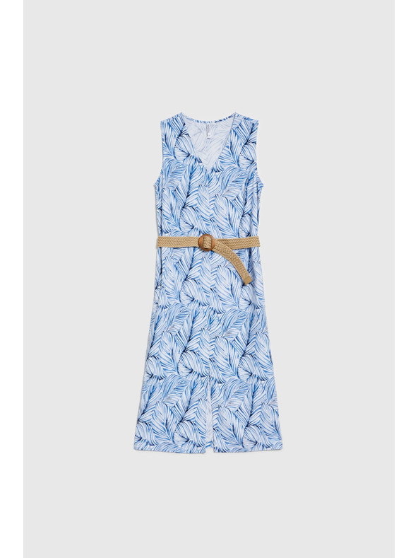 Moodo Hellblaues Kleid mit Gürtel